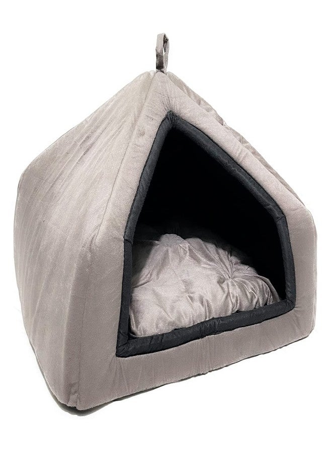 Pawsome Premium Soft Velvet Fabric Bed for Cats Kittens & Suitable for Dog Puppies Pet House (S, Grey) - Image 4
